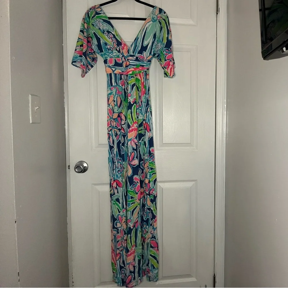 Lilly Pulitzer Pop Up Jungle Hoppin Parigi Maxi Dress XXS - Picture 2 of 5